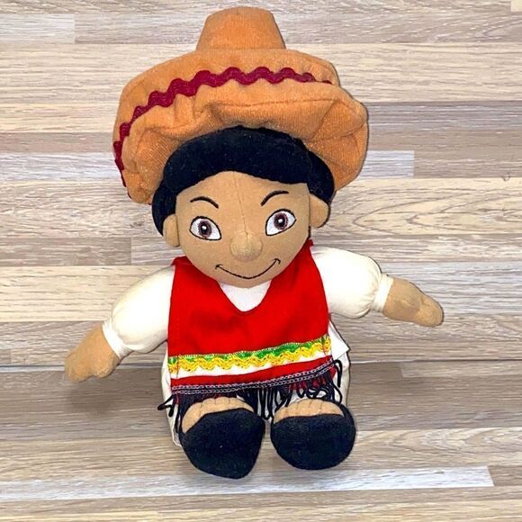 Disney It's A Small World Plush Stuffed 10" Mexico Boy Bean Bag Doll - Picture 1 of 7
